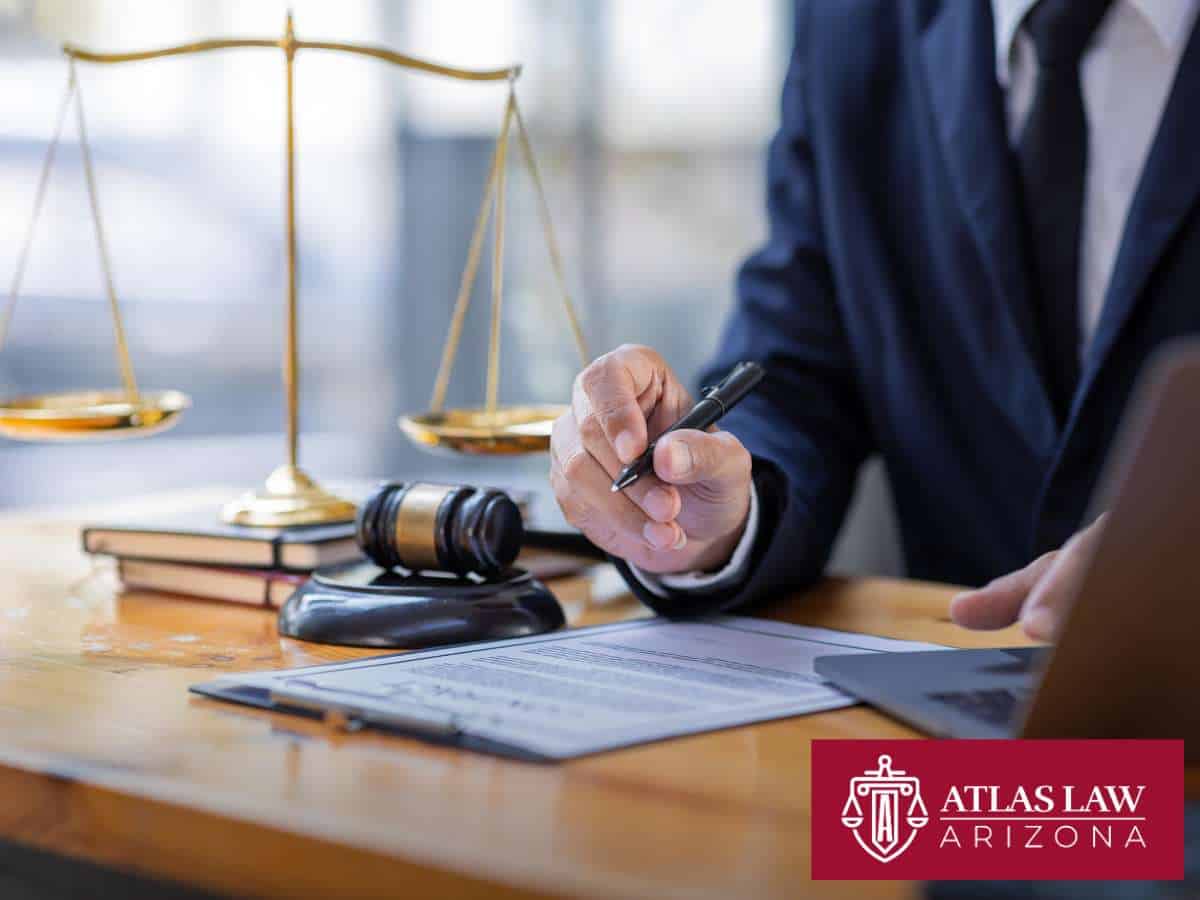 Lawyer reviewing legal documents at a desk with scales of justice, symbolizing financial decisions during a recession